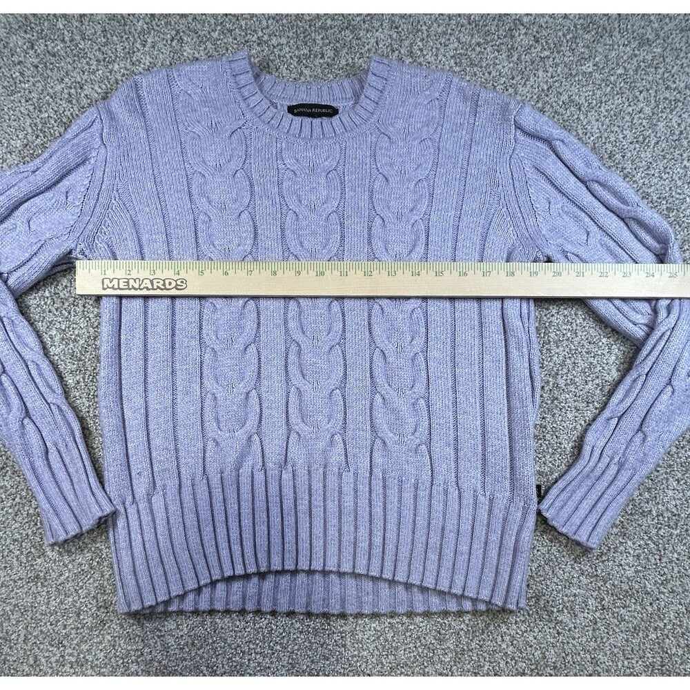 Banana Republic Sweater Womens Medium Purple Lavender Cable Knit Crew Neck - Picture 4 of 8